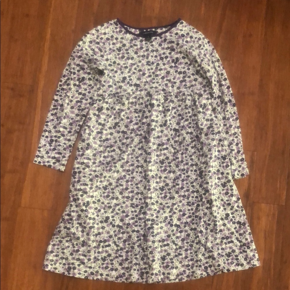 Lands' End Purple and White Floral Kids Dress Size 7